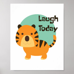Poster Ria hoje Kawaii, doce tigre laranja