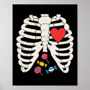 Poster Rib Cage Candy Heart Engraçado Xray Halloween Cria