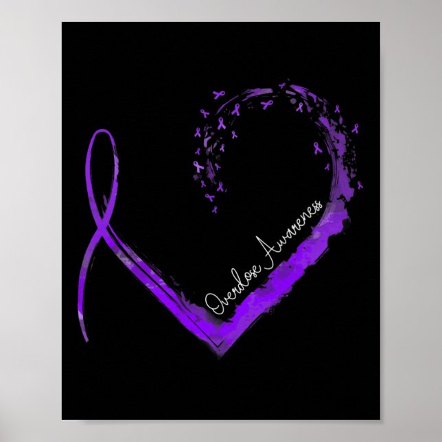 Poster Ribbon Heart Overdose Awareness  (Frente)