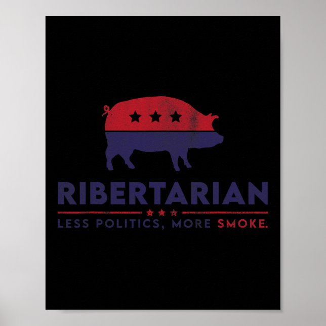 Poster Ribertarian Engraçado Pitmaster Churrasco Defumado (Frente)