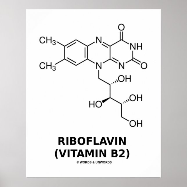 Poster Riboflavina (Vitamina B2) Molécula Química (Frente)