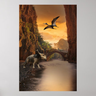 Poster riceratops, Velociraptor e Pterodactil