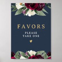 Rich Burgundy Floral Marinho toma sinal de favor