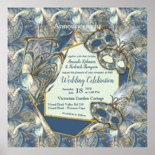 Poster Rich Rococo Alivios e Máscaras Dourados Romântic