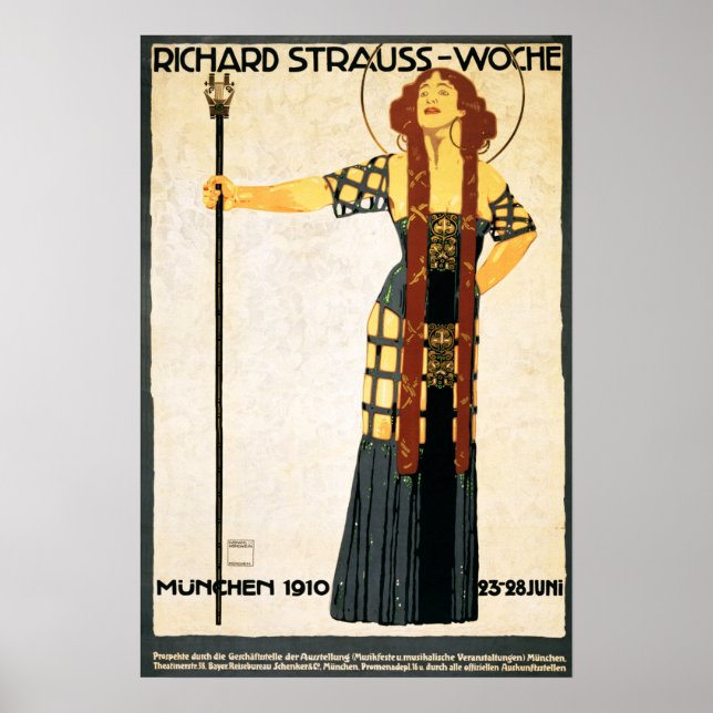 Poster RICHARD STRAUSS WOCHE Alemão Ad Ludwig Hohlwein (Frente)