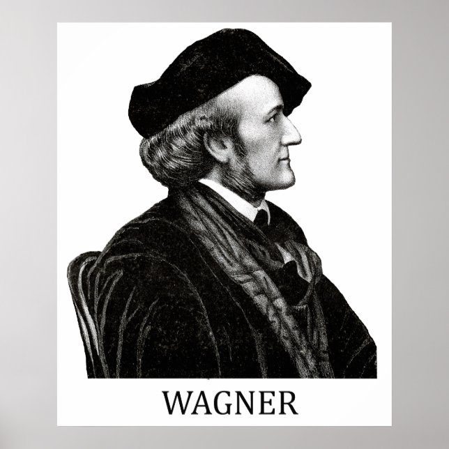 Póster Richard Wagner, negro (Frente)