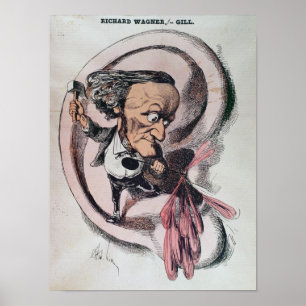 Póster Richard Wagner que racha o cilindro de orelha do