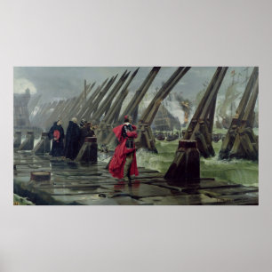 Póster Richelieu na parede de mar em La Rochelle, 1881