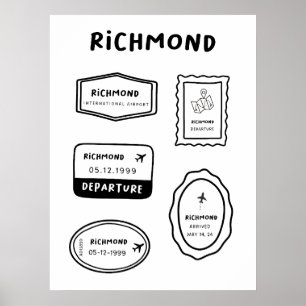 Poster Richmond - Coleção de Carimbo Viagem Vintage