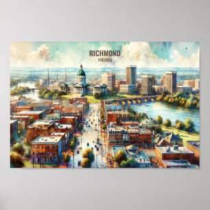 Poster Richmond Virginia Famoso Viagem Places aqucolor