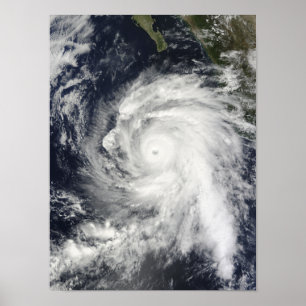 Póster Rick do furacão a sudoeste de Baja California