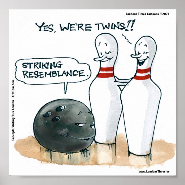 Poster Rick London Cartoons Engraçado Bowling Comic  (Frente)