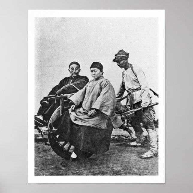 Póster Rickshaw chinês, c.1870 (foto b/w) (Frente)