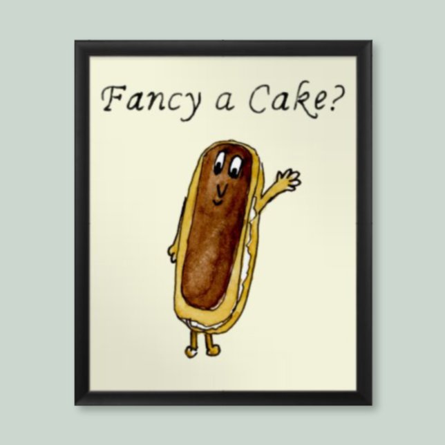 Póster Rico a bolo Engraçado Chocolate Eclair Quirky Art (Criador carregado)