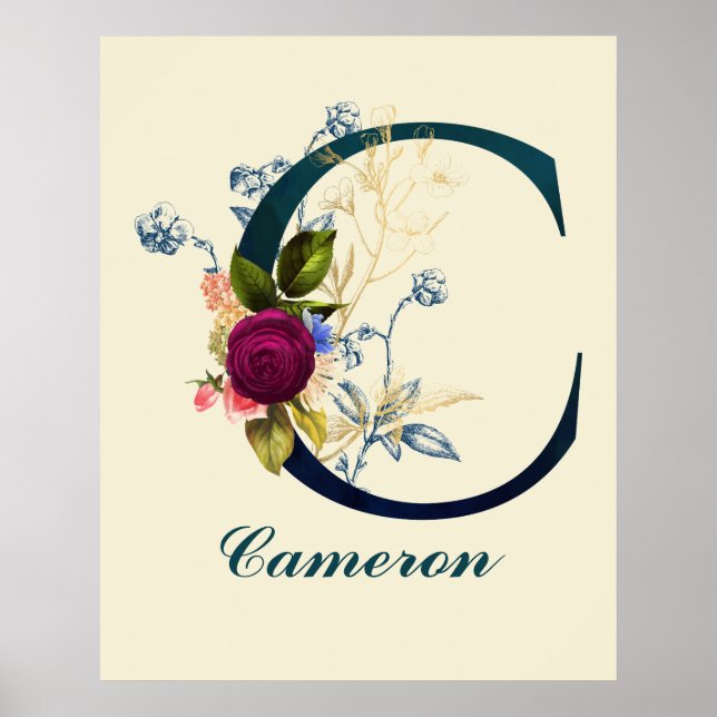 Poster Rico Floral - Letra 'C' (Frente)
