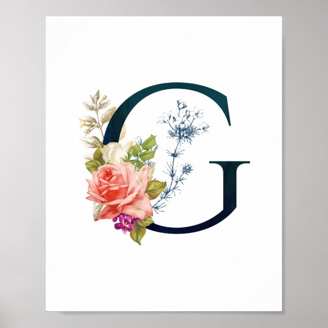Poster Rico Floral Monograma - Letra G (Frente)