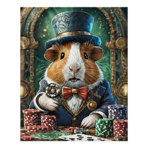 Póster Rico Pants tem uma Flush, Guiné Pig jogando pôquer