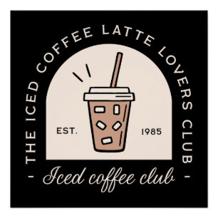 Póster Rico preto de latão de café gelado