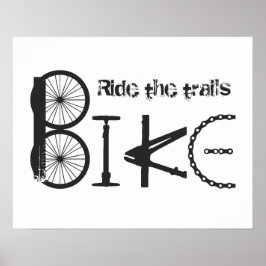 Póster "Ride the Trails" Bike Word de Partes