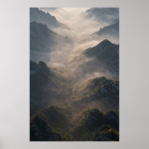 Ridge lines dissolving into morning fog. Soft and