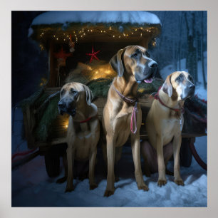 Poster Ridgeback Ridgeback Snowy Sleigh Decência de Natal
