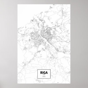 Póster Riga, Latvia (preto no branco)