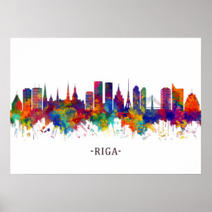 Poster Riga Latvia Skyline