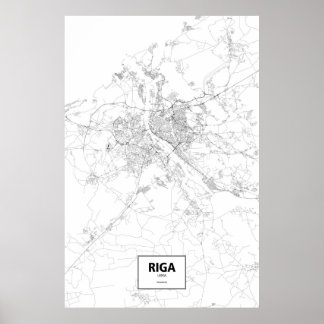Póster Riga, Letônia (preto no branco)