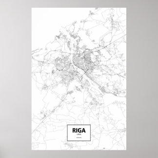 Póster Riga, Letónia (preto no branco)