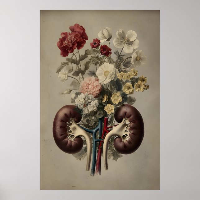 Poster Rim humano com estampa de flores, anatomia boho (Frente)
