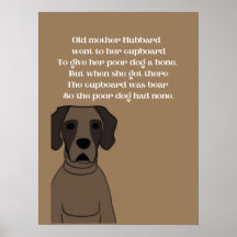 rima da velha Mãe Hubbard cachorro fofo em marrons