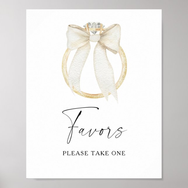 Poster Ring & Bow bridal shower Favors please take one  (Frente)