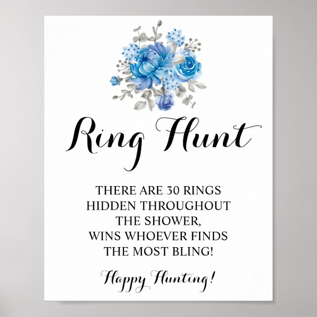 Poster Ring Hunt Blue Flower Game Sinal (Frente)