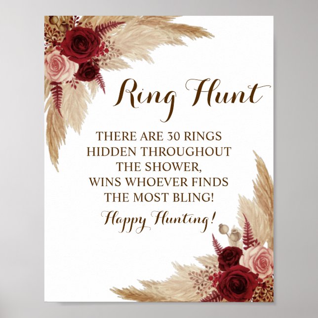 Poster Ring Hunt Pampas Grass Chá de panela Sinal (Frente)