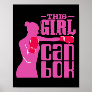 Poster Ringue de Boxe Fitness Menina de Luvas - Eu Amo Ch