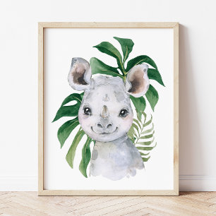 Poster Rinoceronte, Animais da Selva, Animais da Savana, 