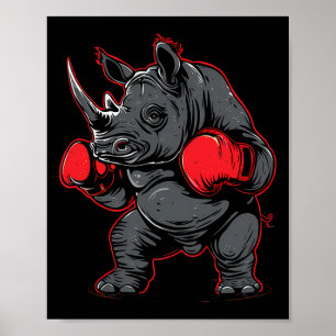 Poster Rinoceronte Boxeando Com Luvas De Boxe Kickboxing