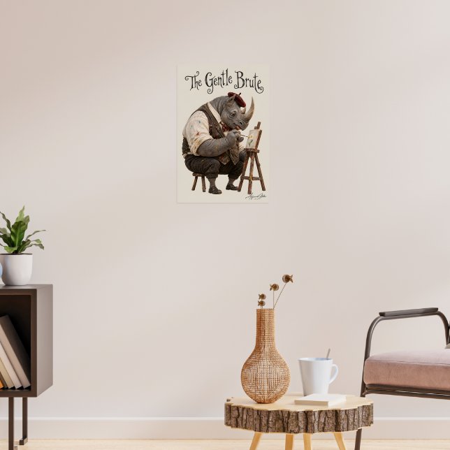 Poster Rinoceronte com um Pincel (Sala de Estar 3)