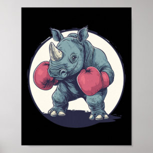 Poster Rinoceronte De Boxing Com Luvas Red Boxing