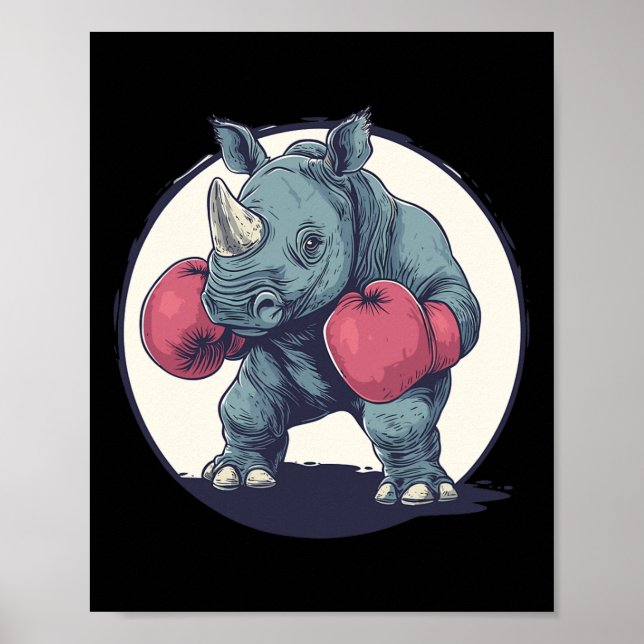 Poster Rinoceronte De Boxing Com Luvas Red Boxing (Frente)