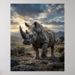Poster Rinoceronte de Pedra Planícies Agrestes