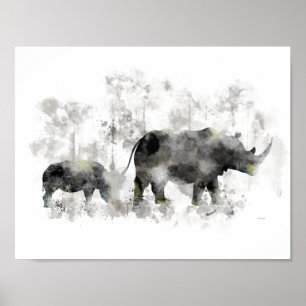 POSTER RINOCERONTE E BEBÊ