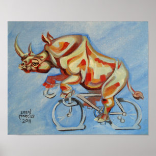 Poster Rinoceronte em uma bicicleta