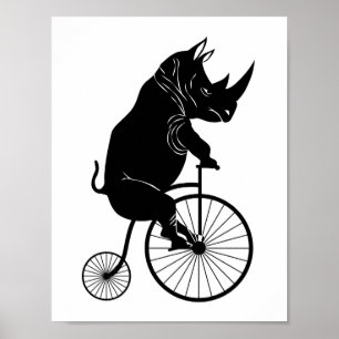 Póster Rinoceronte que monta uma bicicleta