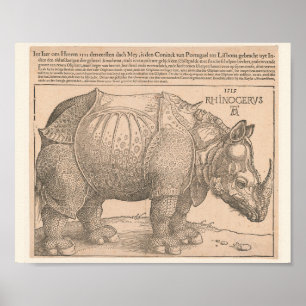Poster Rinocerontes - Albrecht Dürer 1515 Woodcut Gravure