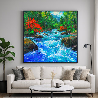 Poster Rio Através da Floresta - Estilo de Arte Impressio