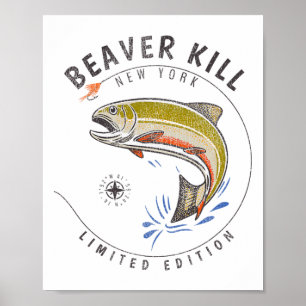 Poster Rio Beaverkill Nova York Fly Fishing Lembrança Bea