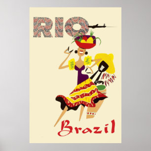 Poster Rio, Brasil, Dançarina Brasileira com baterista