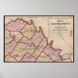 Poster Rio Chester County Map Schuylkill, 1847