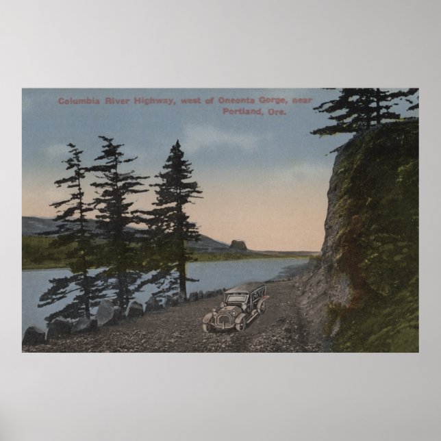 Póster Rio Columbia, Oregon - Estrada Oeste de Oneonta (Frente)